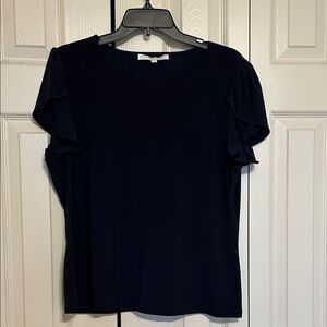 Preston & York Navy Blouse with Tulip Sleeves - Size Large